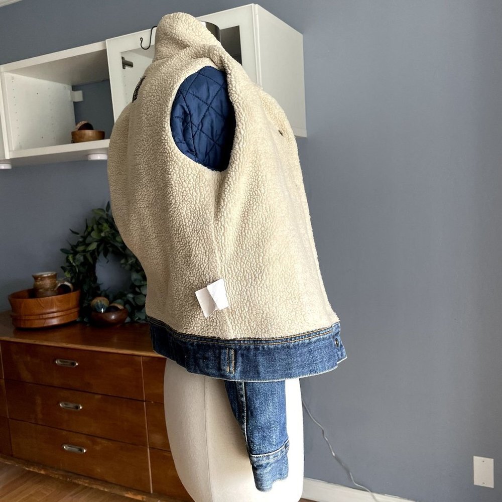 Vintage 90s LEE Lined Sherpa Slim Denim Jacket Womens - Picture 8 of 11